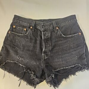 Levi's Distressed Black Jean Shorts